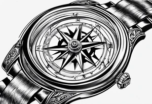 Compass broken into a watch tattoo idea