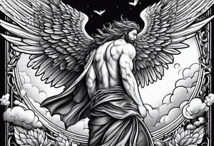 male angel falling from the sky with hate in his eyes tattoo idea