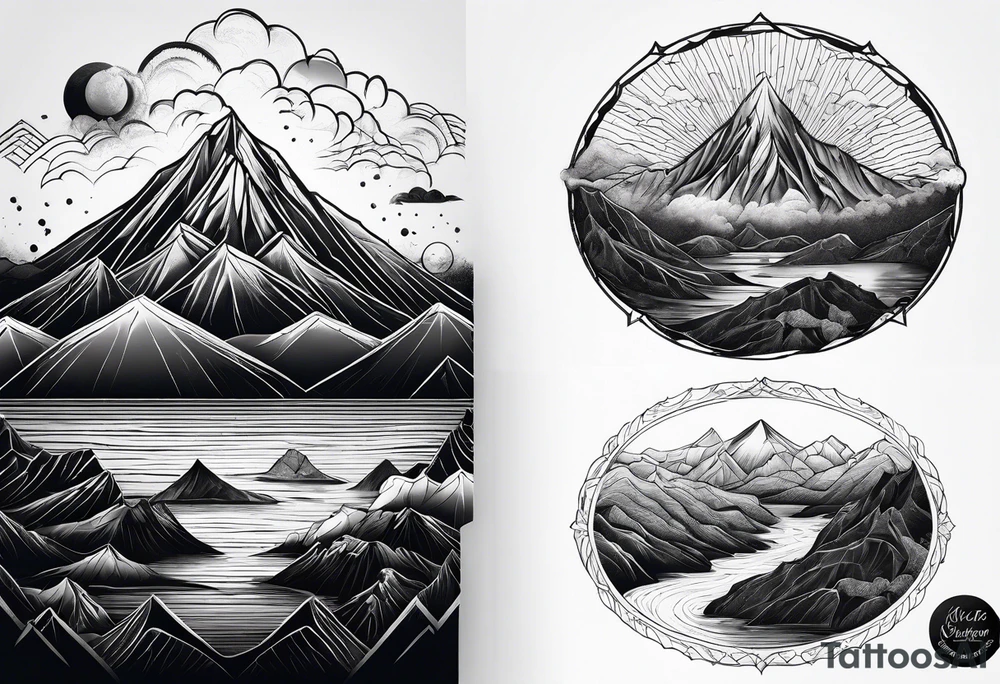 volcanic mountain range tattoo idea