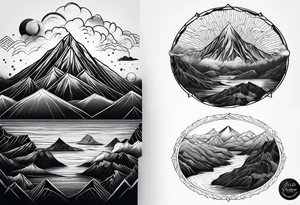 volcanic mountain range tattoo idea