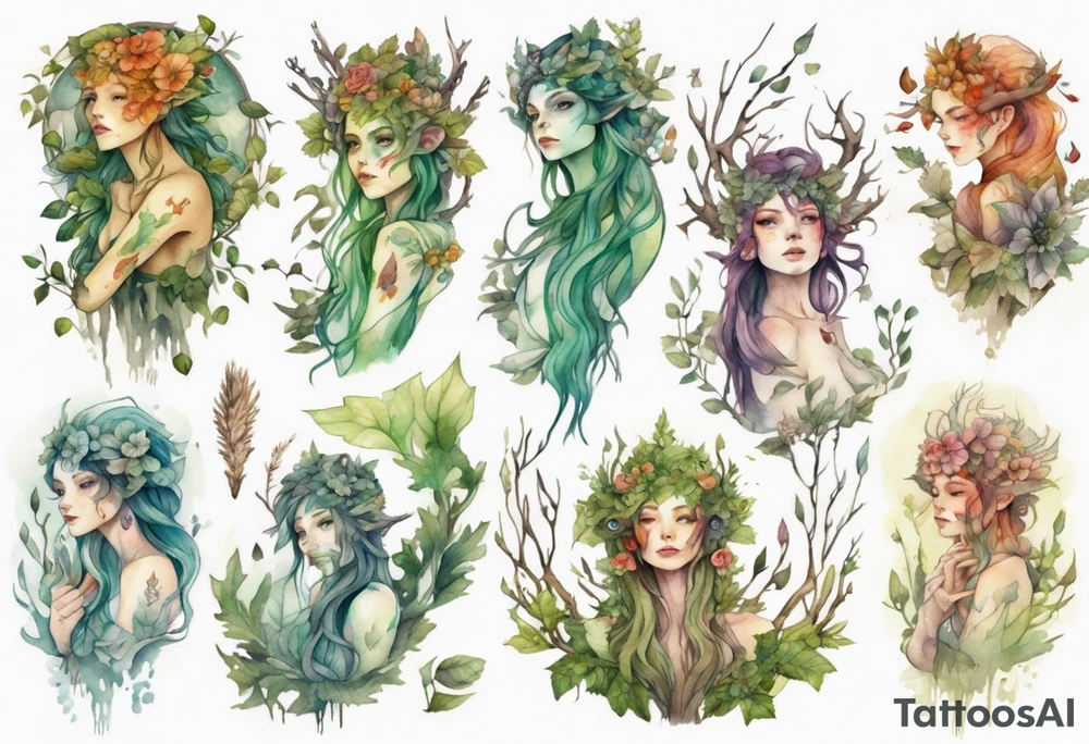 a beautiful dryad tattoo idea