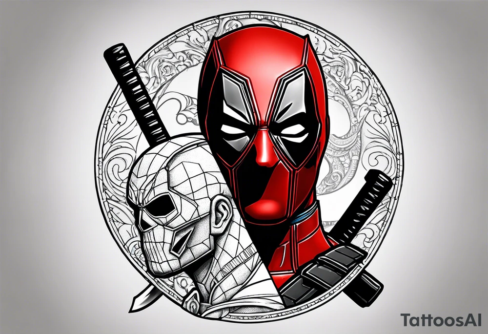 Deadpool and punisher Ying yang tattoo idea