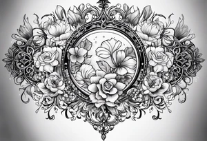Celestial floral chandelier tattoo idea
