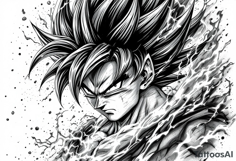 legendary dragonball z with energy aura and power effects tattoo idea