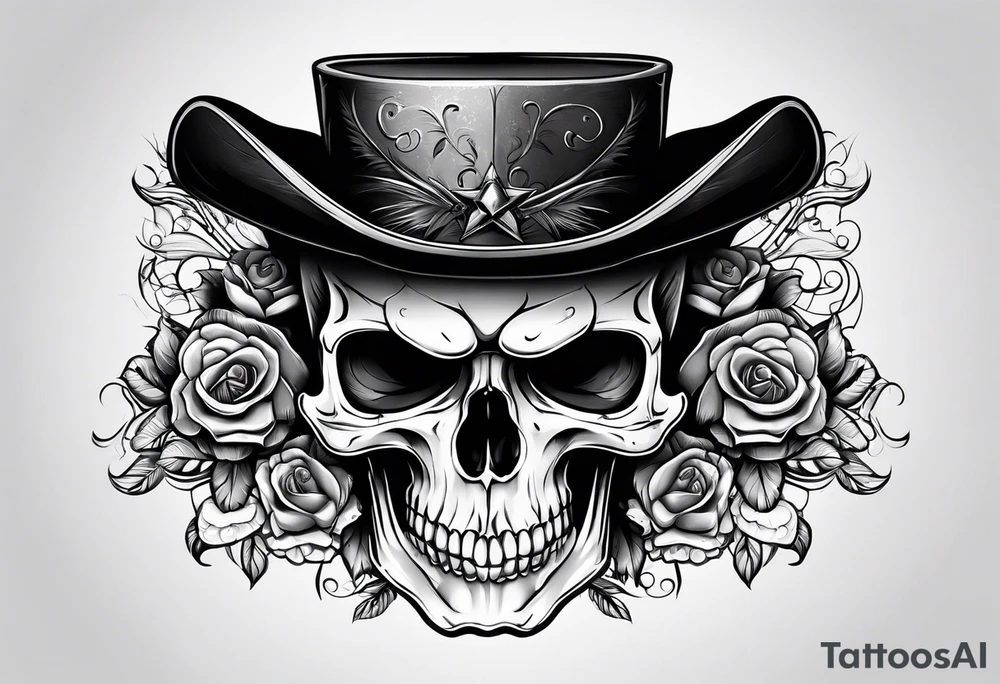 Skull with hat tattoo idea