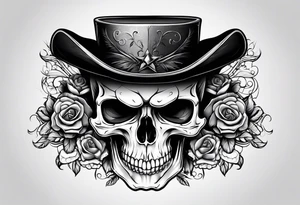Skull with hat tattoo idea