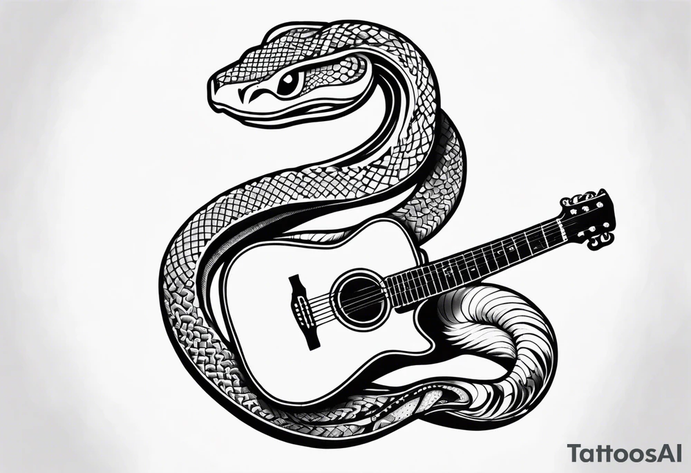 Snake clutching guitar neck tattoo idea