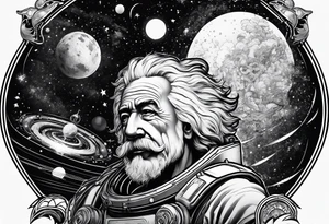 spartan, outer space, einstein, sleeve tattoo idea