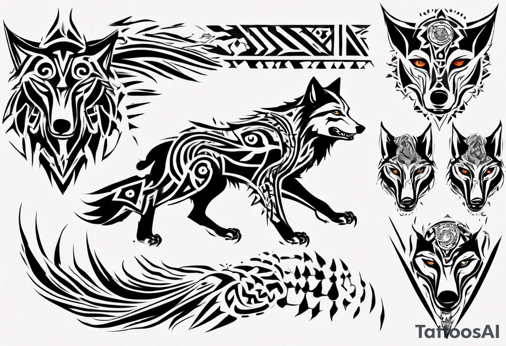 Wolf sleeve tattoo idea