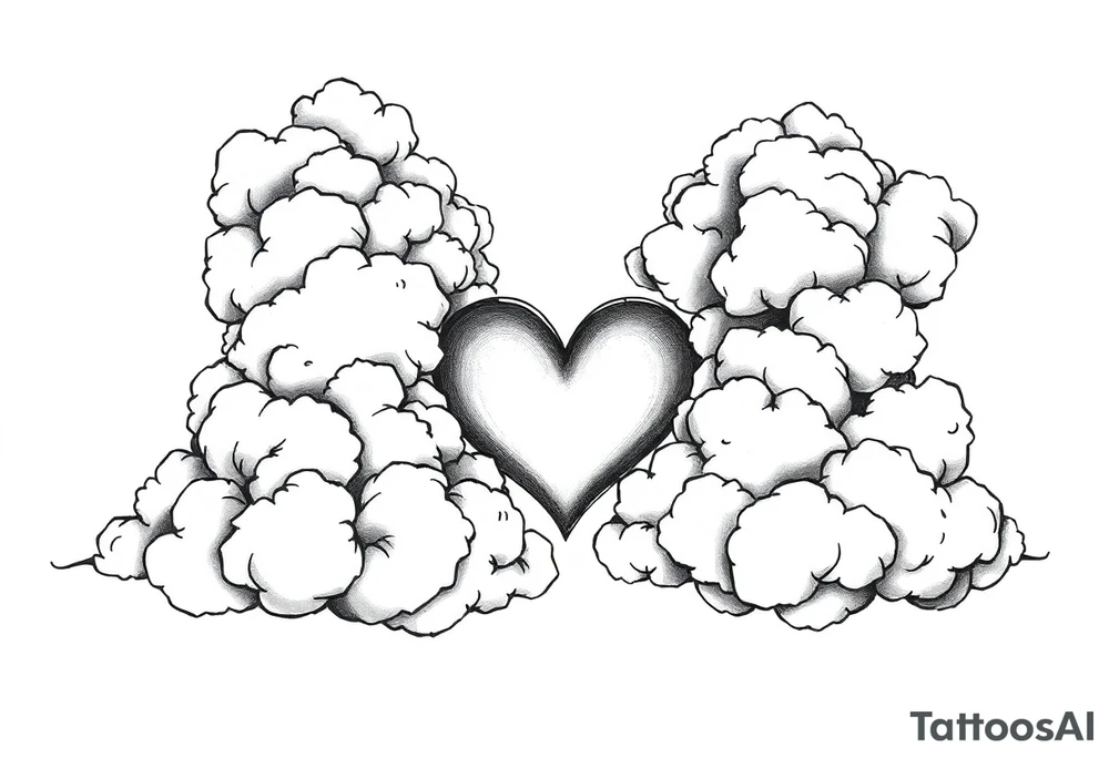 Clouds with a heart shaped noise coming out tattoo idea