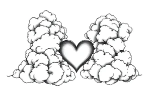 Clouds with a heart shaped noise coming out tattoo idea