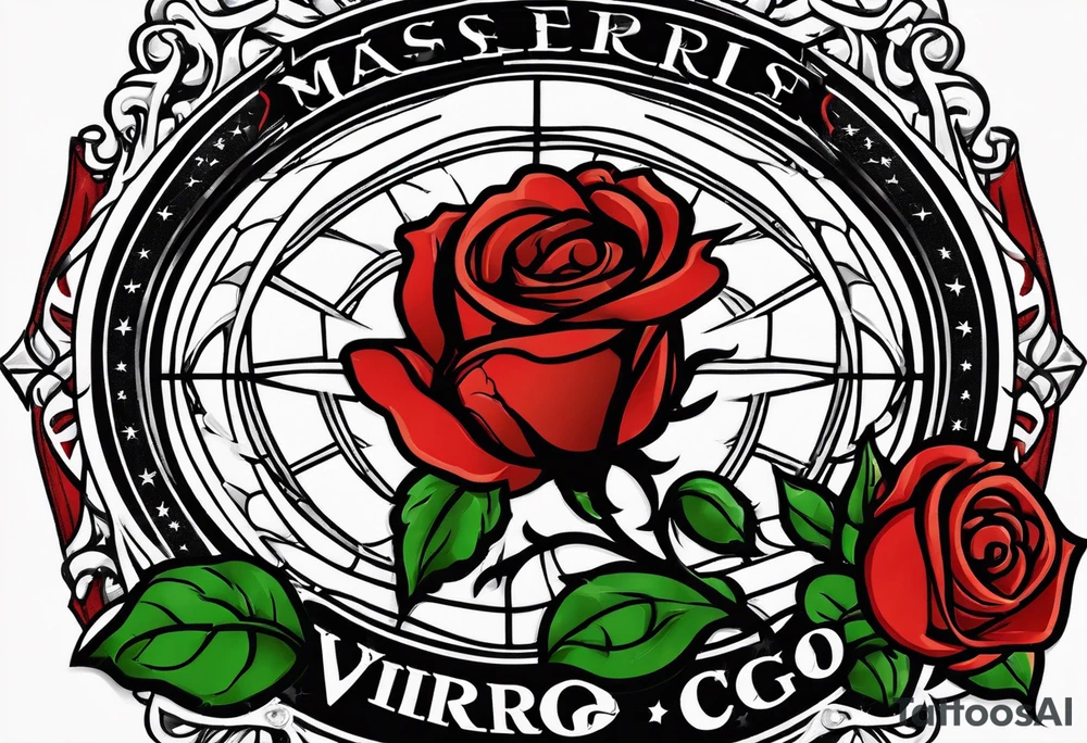 basketball , roses , virgo logo , est 2005 tattoo idea