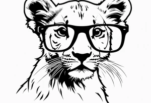 Lion cub wearing John Lennons glasses tattoo idea