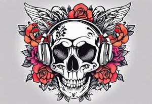 Music and flowers tattoo idea