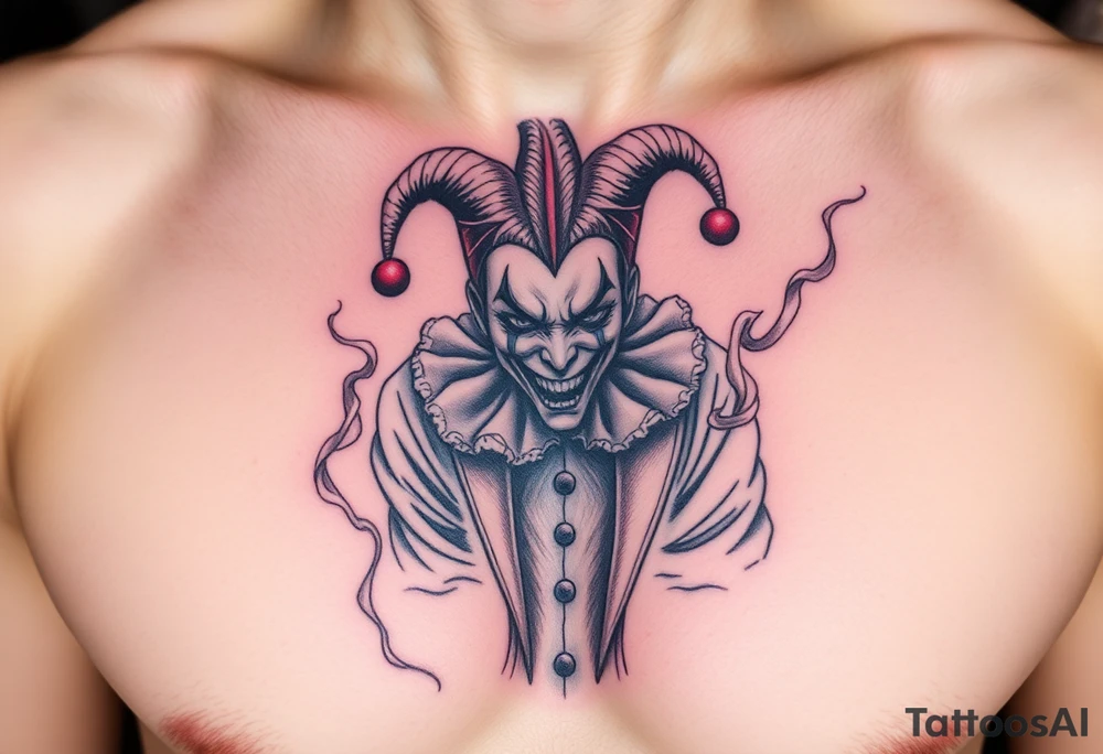 jester in a fog of smoke tattoo idea