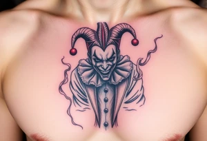 jester in a fog of smoke tattoo idea