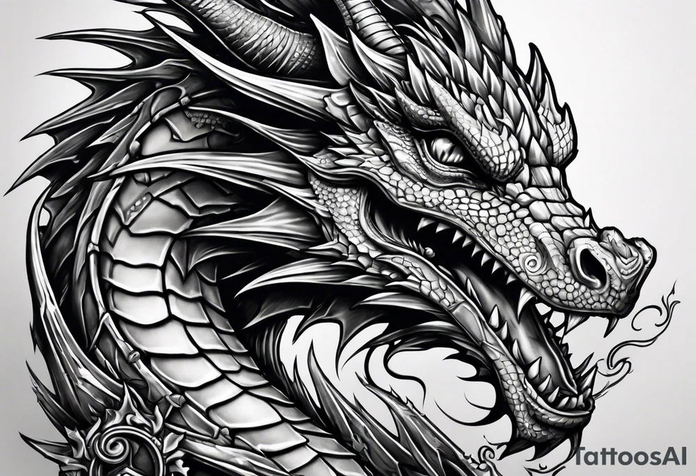 baby dragon with guitar tattoo idea