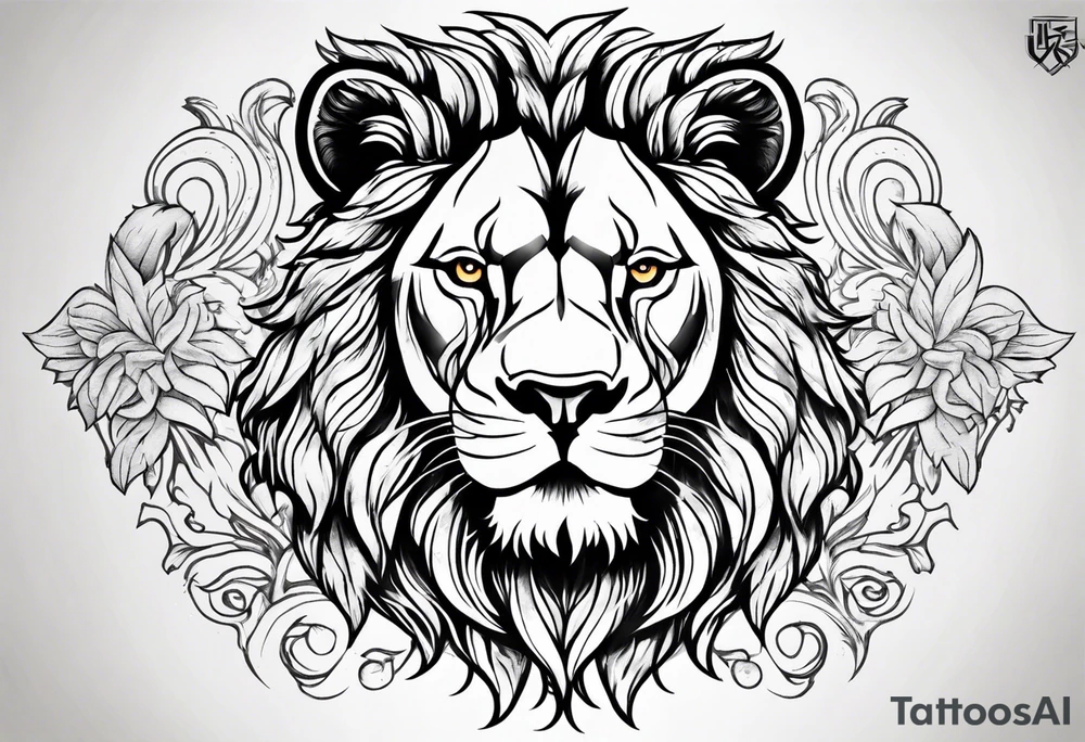 A lion surrounded by flames tattoo idea