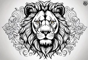 A lion surrounded by flames tattoo idea