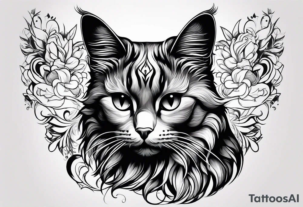 cute cat tattoo idea