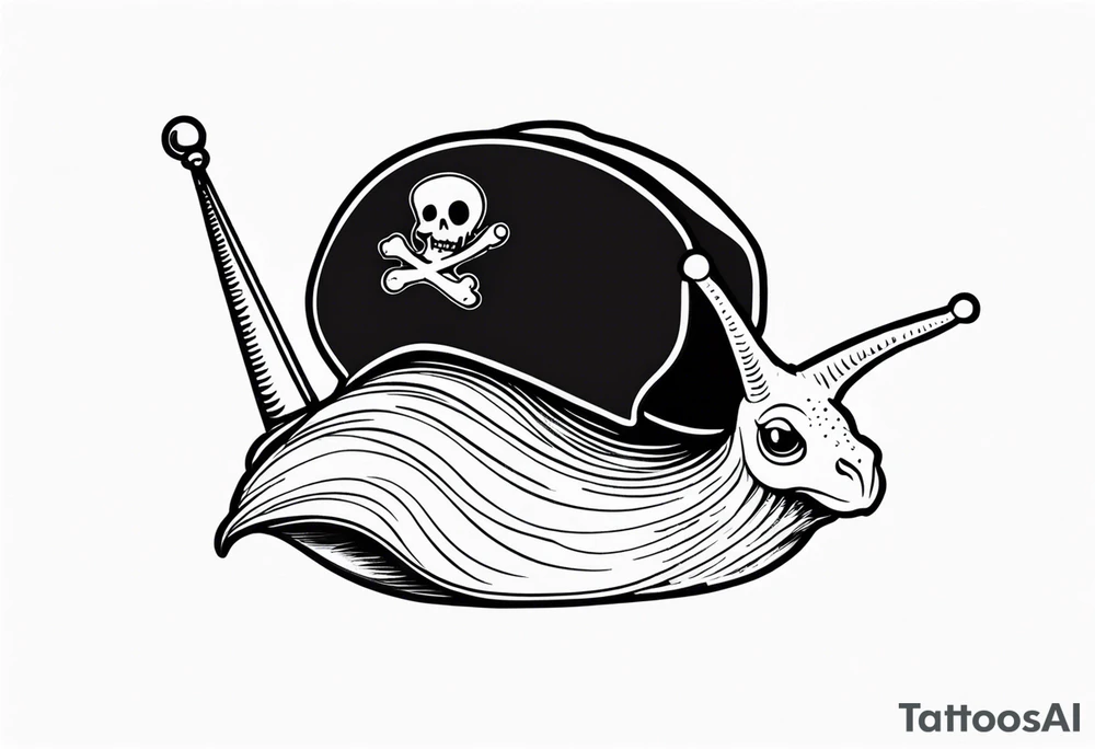 Snail with pirate hat tattoo idea