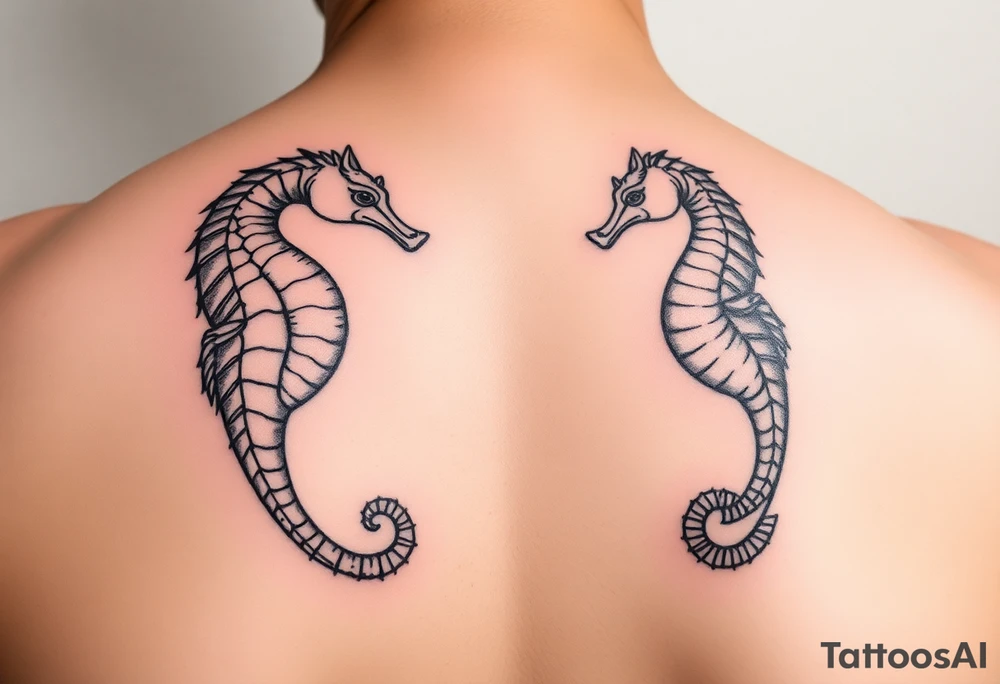 His and hers sea horses tattoo idea