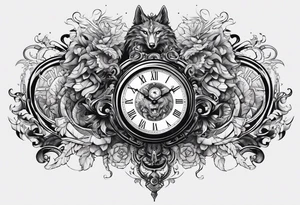 fight beasts in clock big tattoo idea