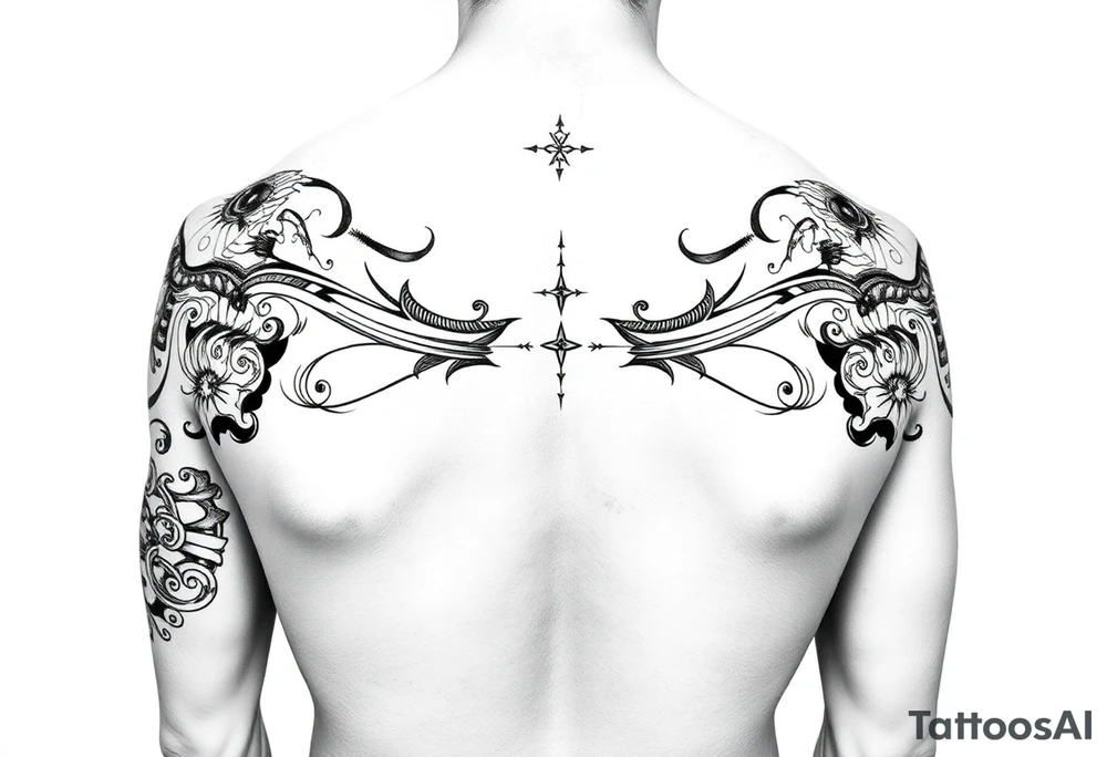 Sicilian Forearm tribal sleeve with patterns and symbols tattoo idea