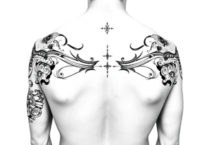 Sicilian Forearm tribal sleeve with patterns and symbols tattoo idea