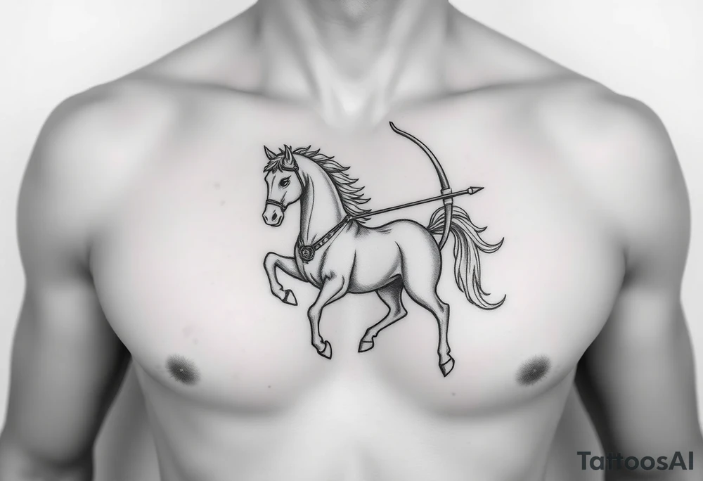 chest japan theme horse and archery tattoo idea