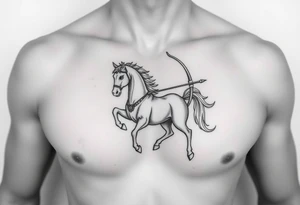 chest japan theme horse and archery tattoo idea