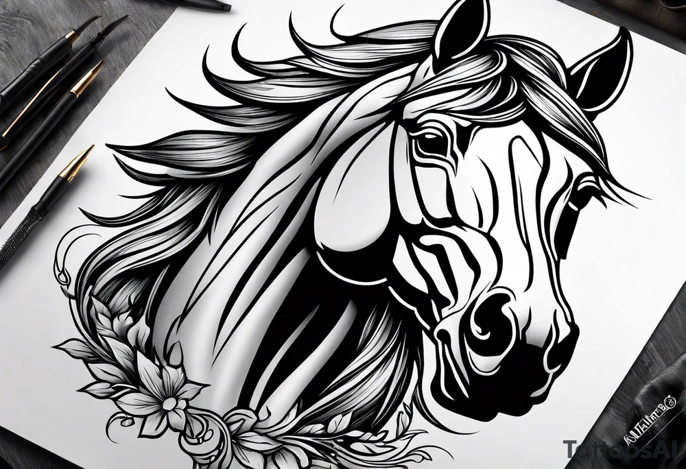 Pferd kopf tattoo idea