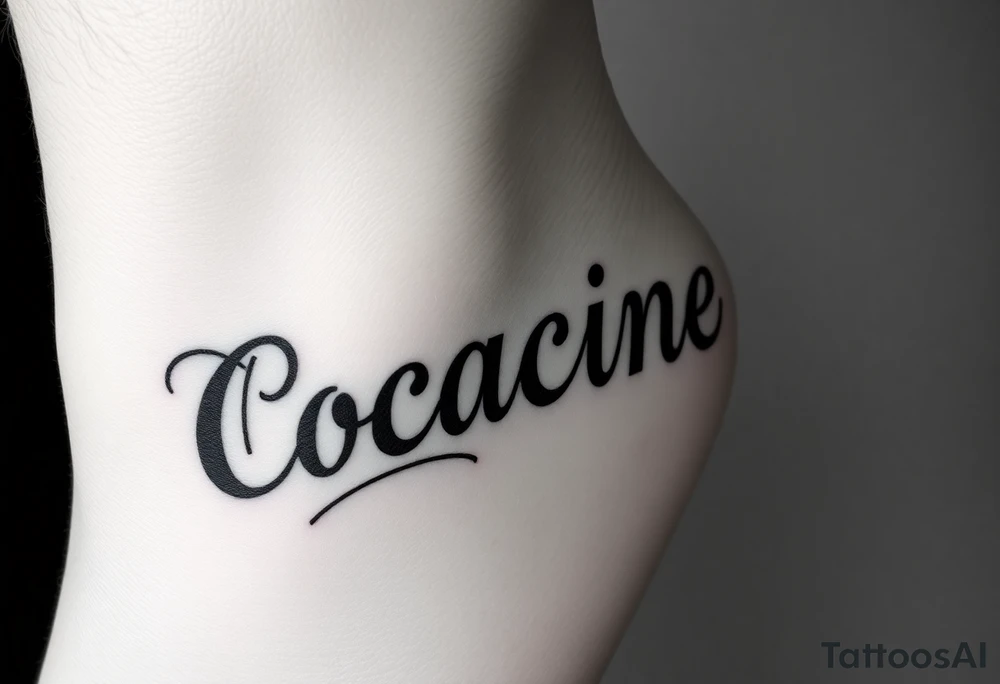 The word cocaine tattooed on foot tattoo idea