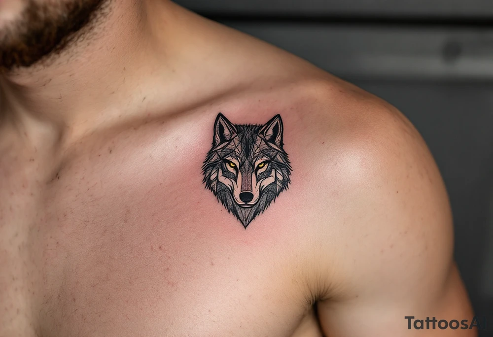 wolf face tattoo idea