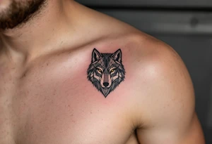 wolf face tattoo idea