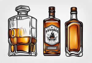 American traditional tattoo of square whiskey bottle tattoo idea