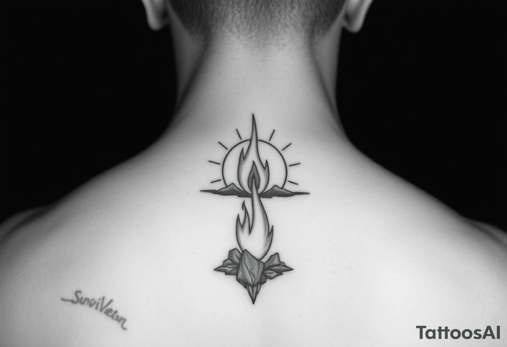Surviving to living, ashes, flame, sunrise tattoo idea
