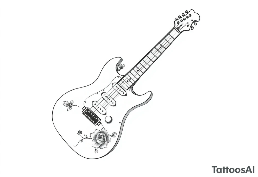 Electric guitar with rose designs on it tattoo idea