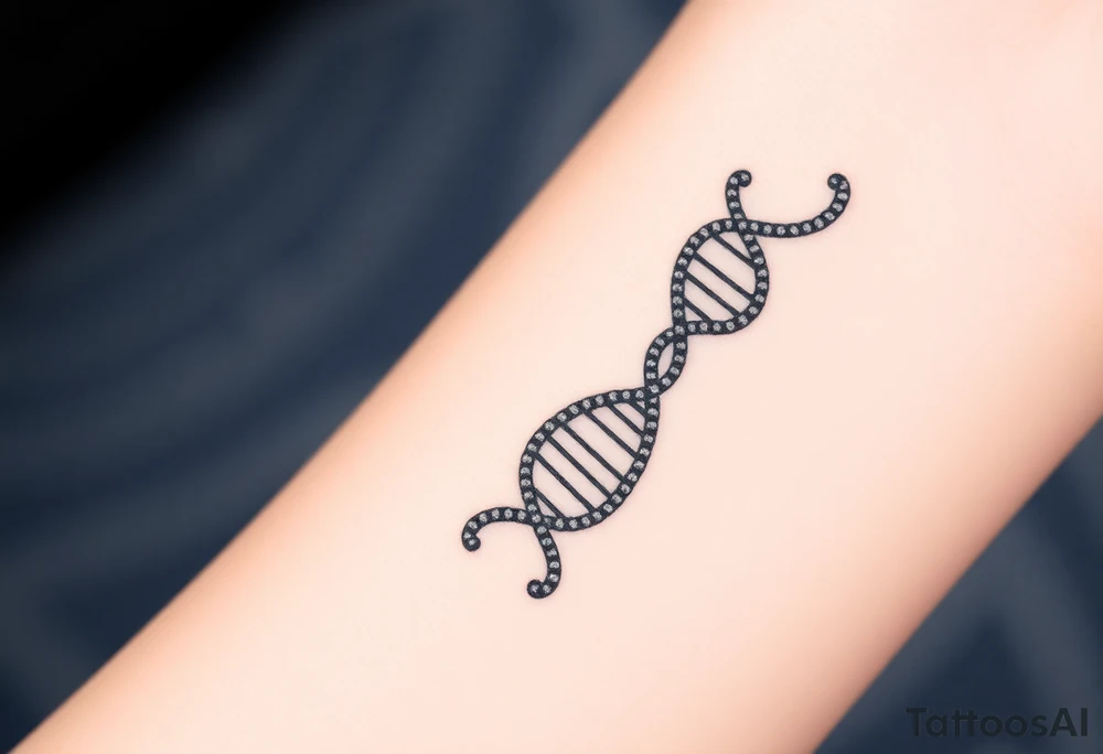 A DNA strand with the word "Divergent" subtly woven into its helix, symbolizing genetic uniqueness tattoo idea