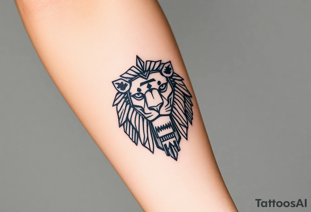 Lion with wgyptian element tattoo idea