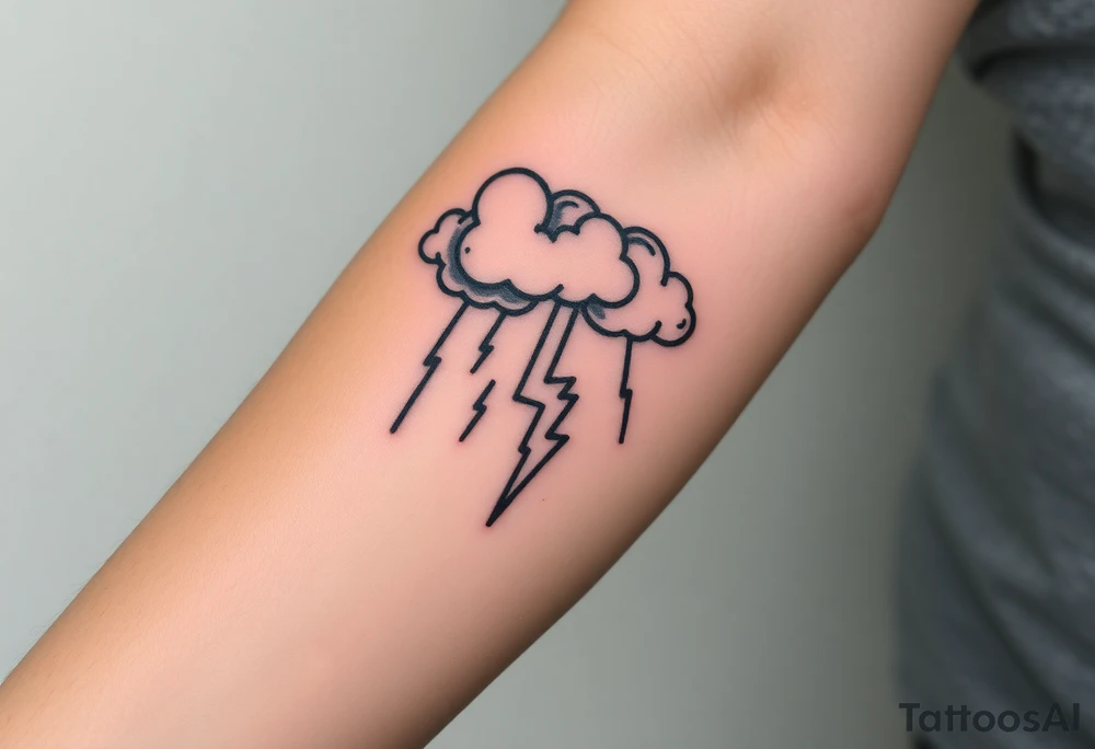 Black storm clouds with rain falling & lightning bolts striking down tattoo idea