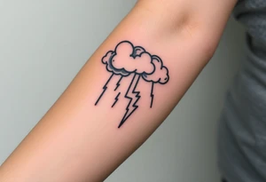 Black storm clouds with rain falling & lightning bolts striking down tattoo idea