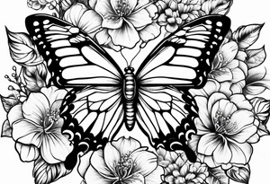 Butterflies with flowers & snake tattoo idea
