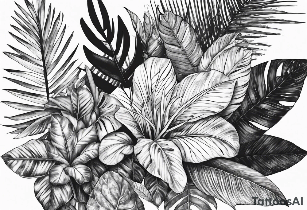 Tropical foliage tattoo idea