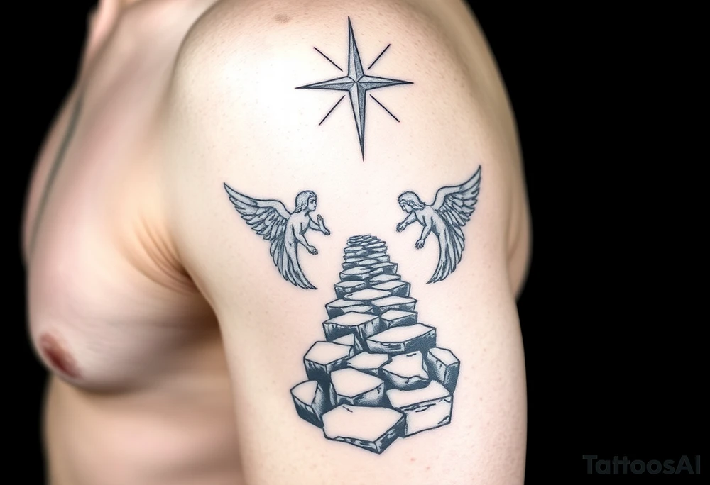 Pathway to heaven with angels tattoo idea
