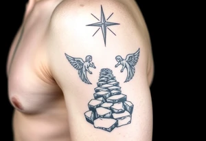 Pathway to heaven with angels tattoo idea