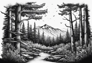 Woods inside a black band tattoo idea