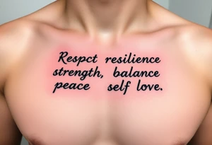 Respect resilience strength balance peace self love tattoo idea