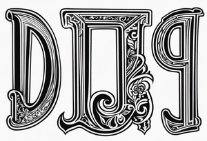 unique symbol with the letters T, A, J, W, D tattoo idea