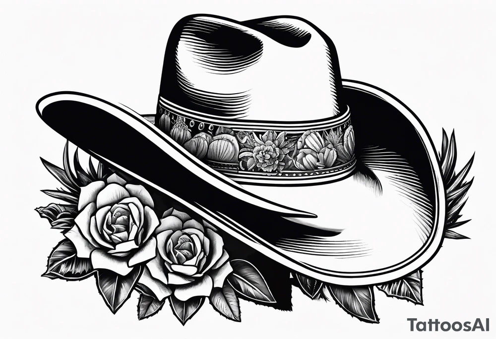 Mexican cowboy hat, cactus and skull tattoo idea